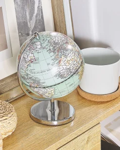 Globus Hellblau / Silber Metallfus 20 Cm Cook