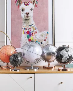 Globus Weis / Silber Stahl-Standfus 33 Cm Drake