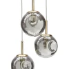 Hangelampe 3-Flammig Aus Transparentem Glas Und Messing Ralfes