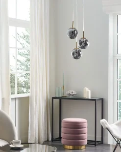 Hangelampe 3-Flammig Aus Transparentem Glas Und Messing Ralfes