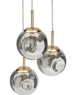 Hangelampe 3-Flammig Aus Transparentem Glas Und Messing Ralfes