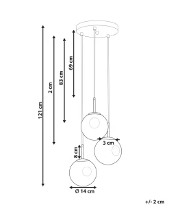 Hangelampe 3-Flammig Aus Transparentem Glas Und Messing Ralfes