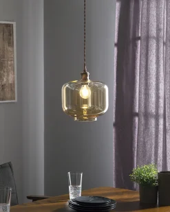 Hangeleuchte Glas Kupfer Trommelform Lanata