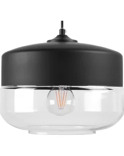 Hangeleuchte Glas Schwarz / Transparent Rund Murray