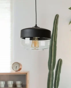 Hangeleuchte Glas Schwarz / Transparent Rund Murray