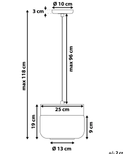 Hangeleuchte Glas Schwarz / Transparent Rund Murray