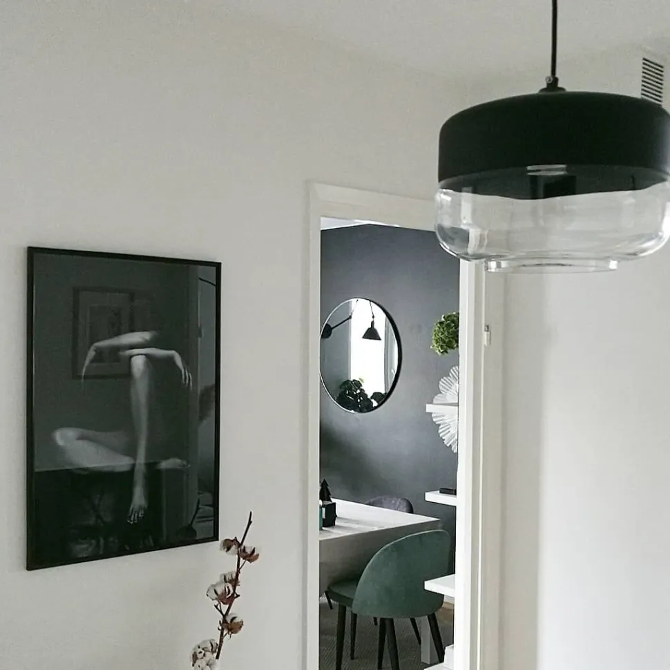Hangeleuchte Glas Schwarz / Transparent Rund Murray