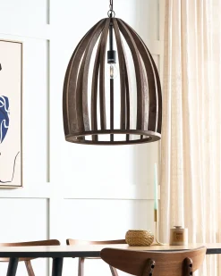 Hangeleuchte Mango Holz Dunkelbraun Gitter-Design Manair