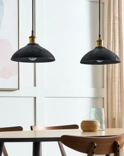 Hangeleuchte Mango Holz Schwarz / Messing 2-Flammig Kegelform Cheyyar