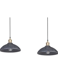 Hangeleuchte Mango Holz Schwarz / Messing 2-Flammig Kegelform Cheyyar