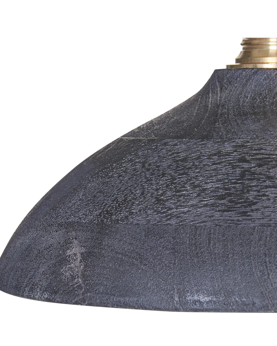 Hangeleuchte Mango Holz Schwarz / Messing 2-Flammig Kegelform Cheyyar