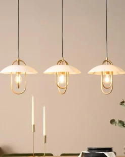Hangeleuchte Metall Gold / Weis 3-Flammig Nattai