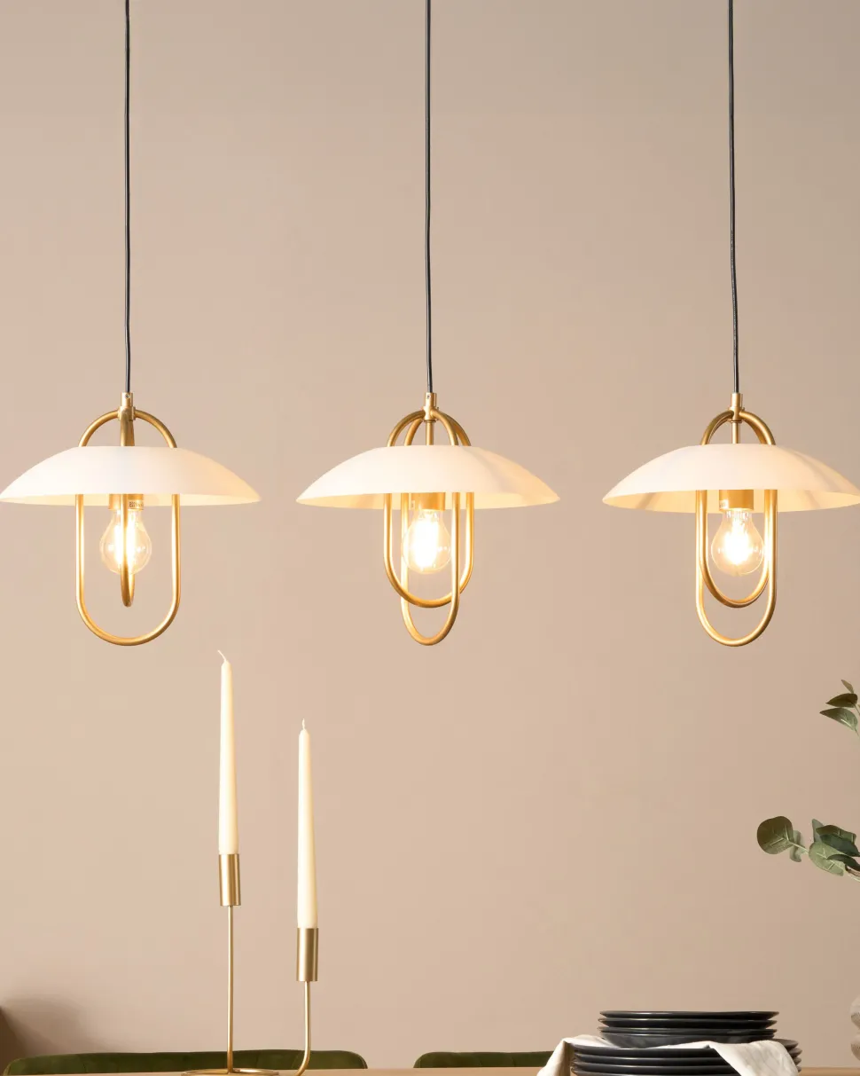 Hangeleuchte Metall Gold / Weis 3-Flammig Nattai