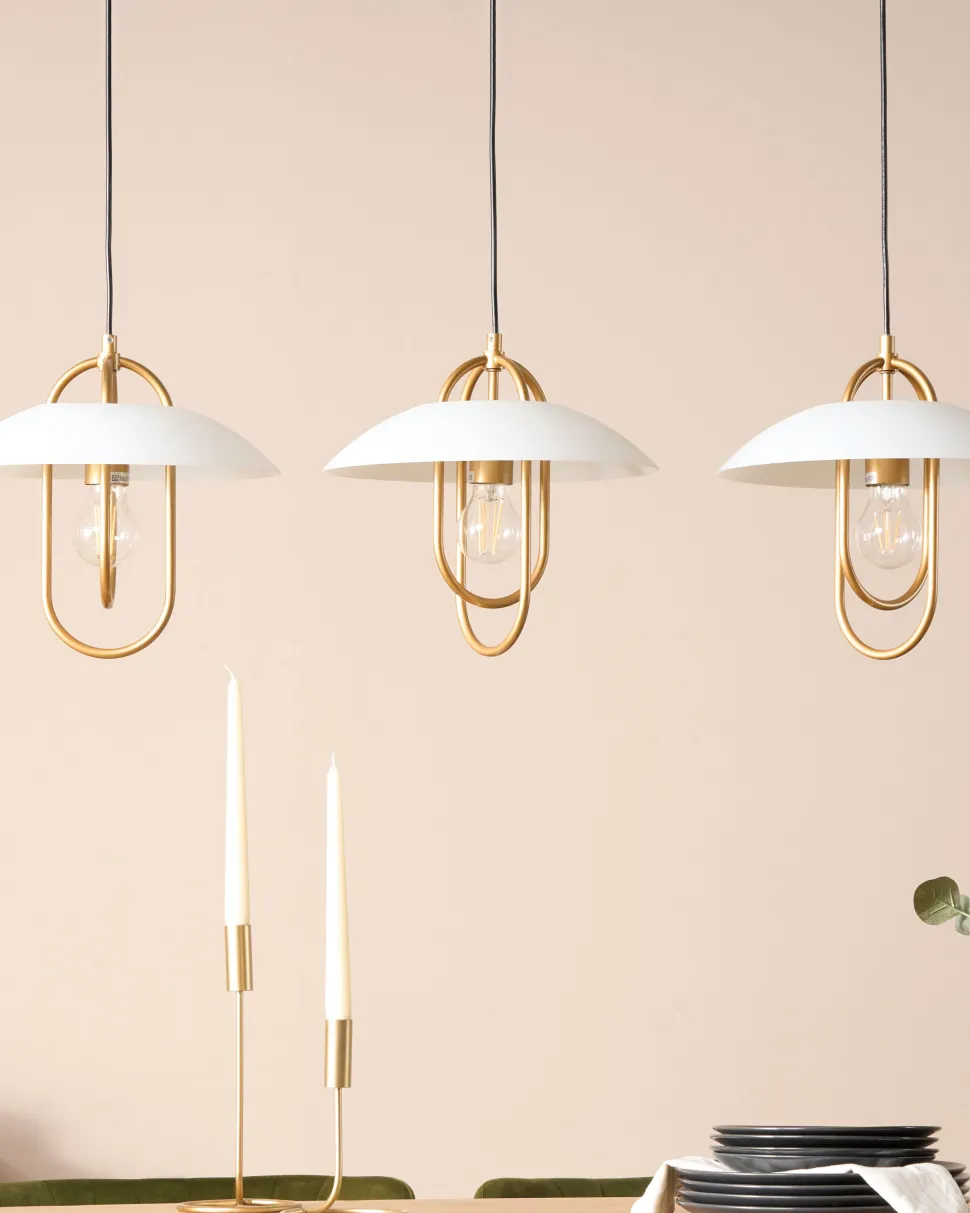 Hangeleuchte Metall Gold / Weis 3-Flammig Nattai