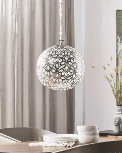 Hangeleuchte Nickel Blumenmuster Kugelform Volta