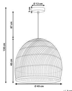 Hangeleuchte Rattan Naturlich / Schwarz Rund Bumi