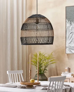 Hangeleuchte Rattan Naturlich / Schwarz Rund Bumi