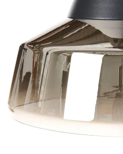 Hangeleuchte Rauchglas Schwarz / Gold Glockenform Talparo