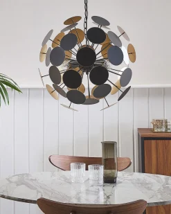 Hangeleuchte Schwarz / Gold 4-Flammig Geometrisch Maritsa