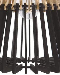 Hangeleuchte Schwarz / Heller Holzfarbton Kegelform Cavalla