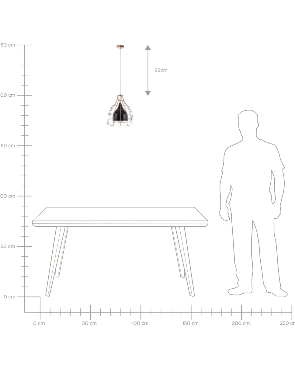 Hangeleuchte Schwarz / Kupfer Glockenform Tresa