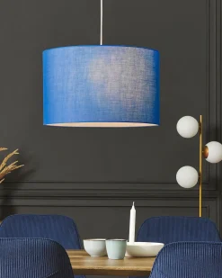 Hangeleuchte Stoff Blau Trommelform Rund Dulce