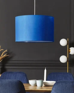 Hangeleuchte Stoff Blau Trommelform Rund Dulce