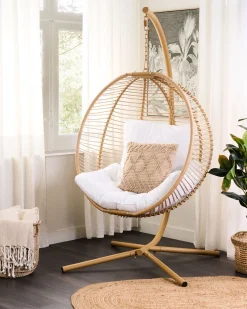 Hangesessel Mit Gestell 98 X 100 Cm Flechtseil Beige Arco