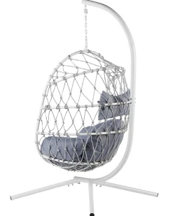 Hangesessel Mit Gestell 100 X 108 Cm Flechtseil Weis Adria