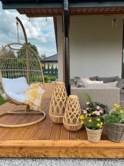 Hangesessel Mit Gestell O 102 Cm Rattan / Flechtseil Naturlich Alba