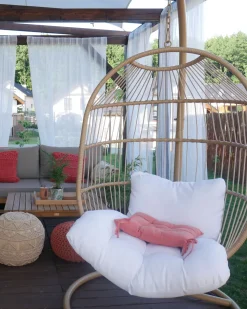 Hangesessel Mit Gestell O 102 Cm Rattan / Flechtseil Naturlich Alba