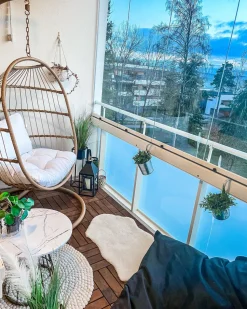Hangesessel Mit Gestell O 102 Cm Rattan / Flechtseil Naturlich Alba