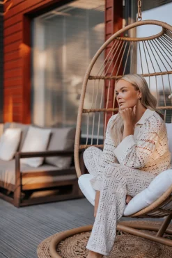 Hangesessel Mit Gestell O 102 Cm Rattan / Flechtseil Naturlich Alba