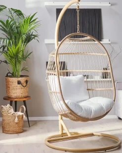 Hangesessel Mit Gestell O 102 Cm Rattan / Flechtseil Naturlich Alba
