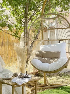 Hangesessel Mit Gestell O 102 Cm Rattan / Flechtseil Naturlich Alba