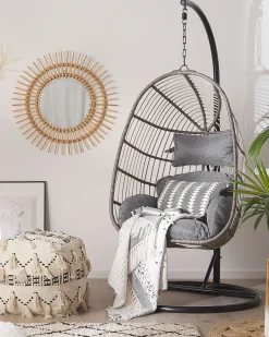 Hangesessel Mit Gestell O 97 Cm Rattan Grau Casoli