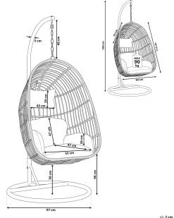 Hangesessel Mit Gestell O 97 Cm Rattan Grau Casoli