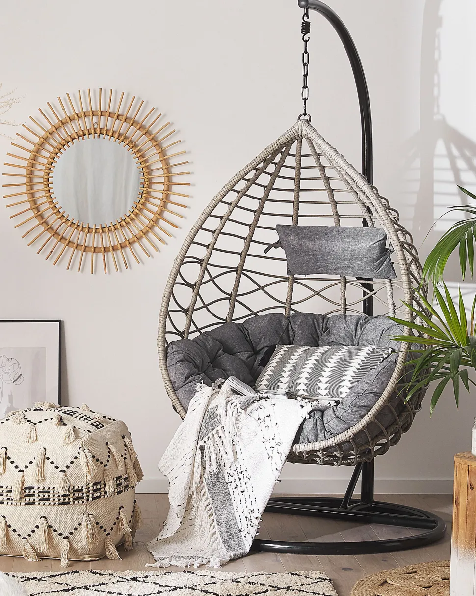 Hangesessel Mit Gestell O 97 Cm Rattan Grau Arsita