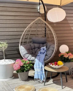 Hangesessel Mit Gestell O 97 Cm Rattan Grau Arsita