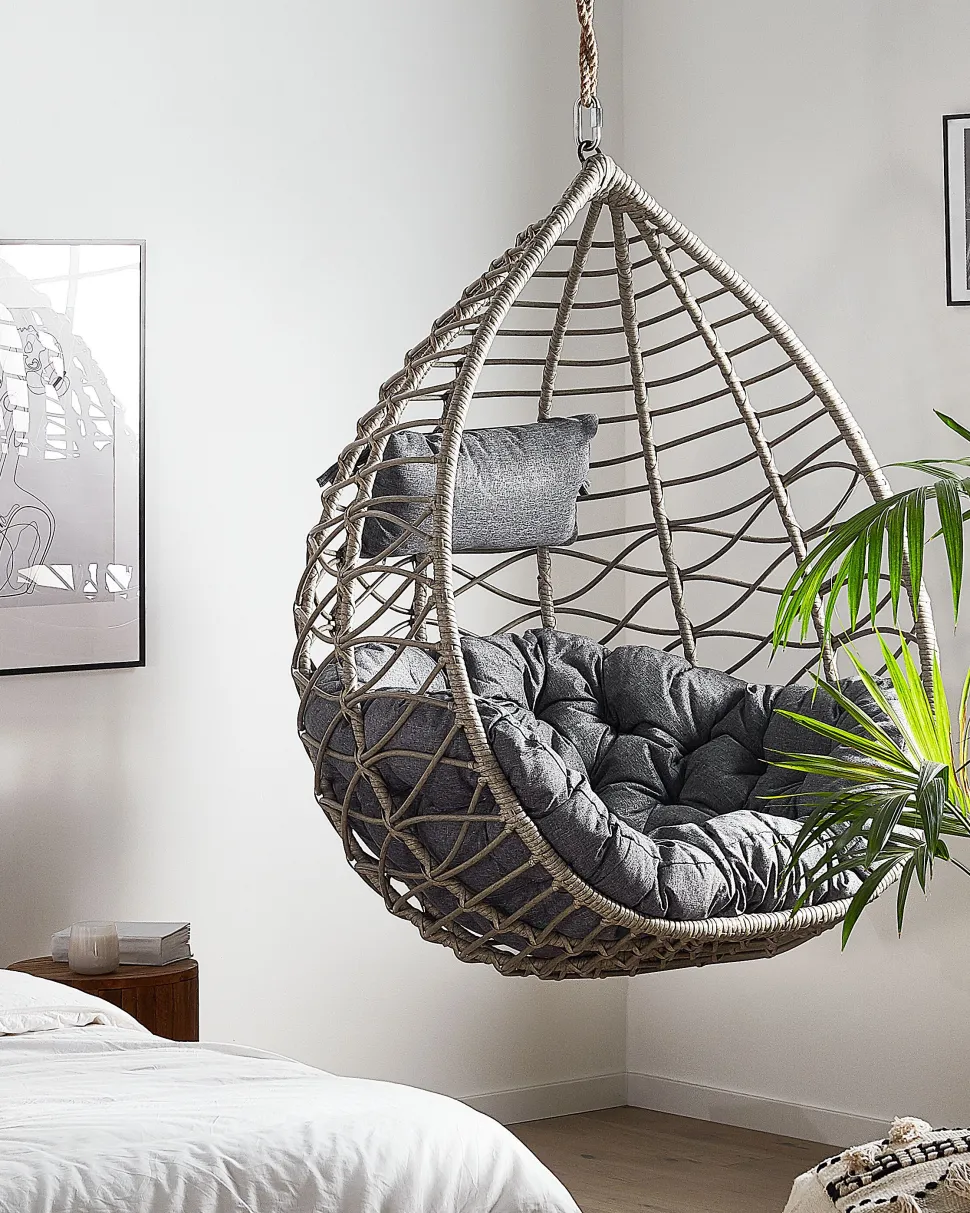 Hangesessel Mit Gestell O 97 Cm Rattan Grau Arsita