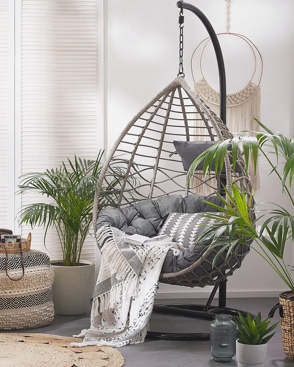 Hangesessel Mit Gestell O 97 Cm Rattan Grau Arsita