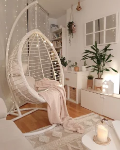 Hangesessel Mit Gestell O 106 Cm Rattan Weis Fano