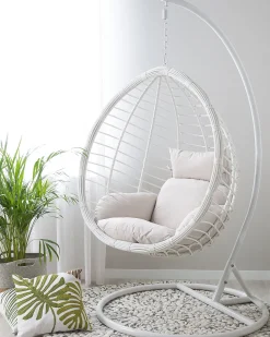 Hangesessel Mit Gestell O 106 Cm Rattan Weis Fano