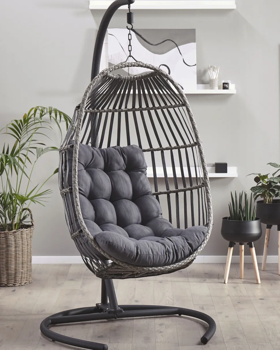 Hangesessel Mit Gestell O 105 Cm Rattan Dunkelgrau Sesia