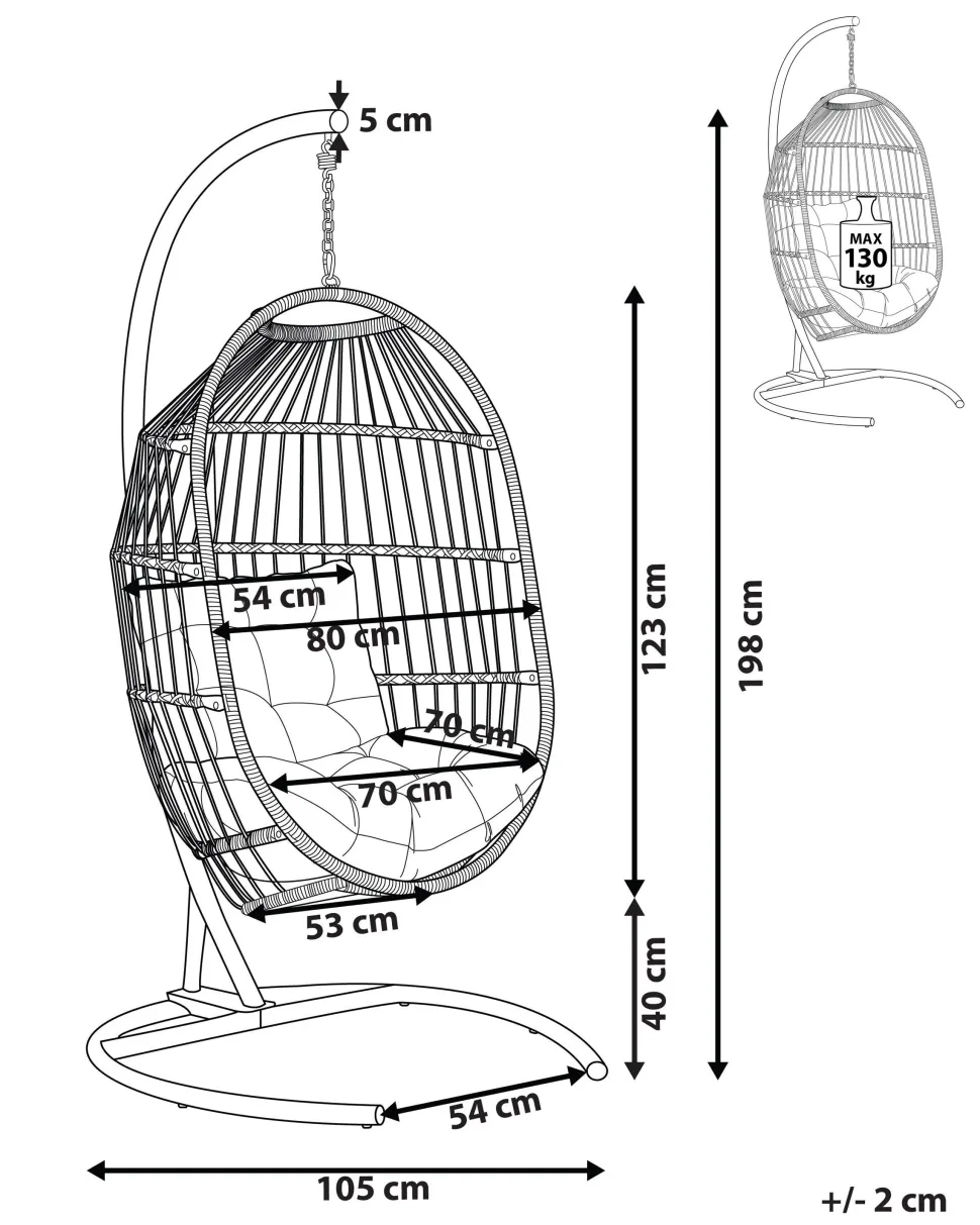 Hangesessel Mit Gestell O 105 Cm Rattan Dunkelgrau Sesia