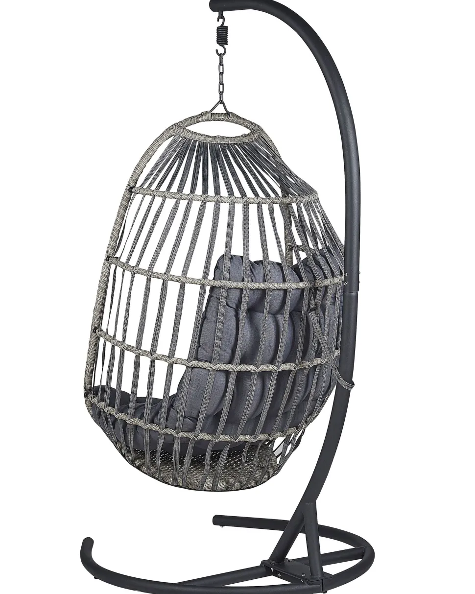 Hangesessel Mit Gestell O 105 Cm Rattan Dunkelgrau Sesia