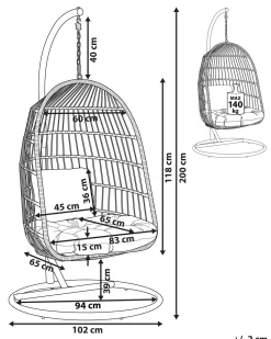Hangesessel Mit Gestell O 102 Cm Flechtseil Naturlich Allera