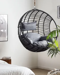 Hangesessel Mit Gestell O 97 Cm Rattan Schwarz Aspio
