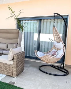 Hangesessel Mit Gestell O 95 Cm Rattan Naturlich Atri Ii