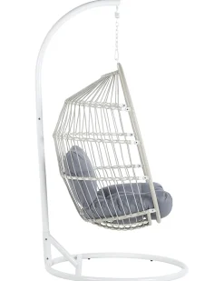 Hangesessel Mit Gestell O 102 Cm Rattan / Flechtseil Weis Alba